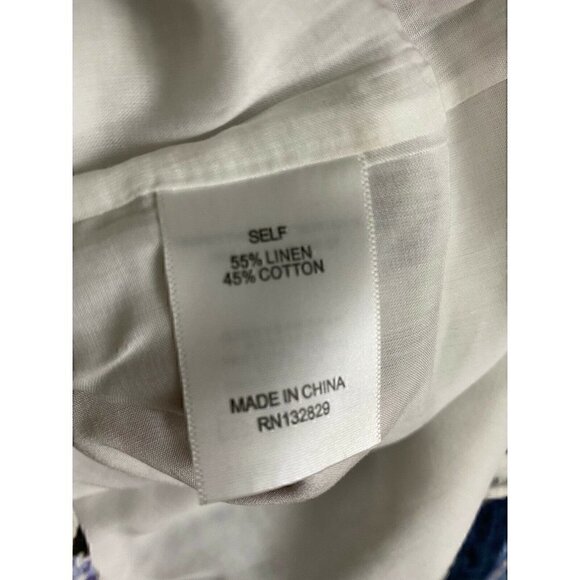 LPA Romper Size Medium Women's Linen Blend Bell Sleeve Short Floral Romper Ivory - Picture 6 of 7